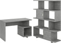 Modern Gray Writing Desk with Etagere Bookcase R65119