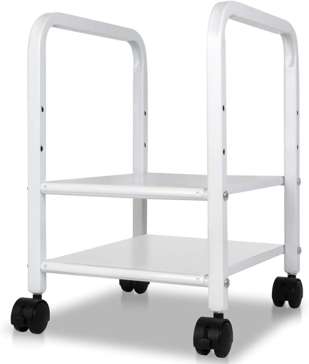Black 2-Tier CPU Rolling Stand with Locking Wheels K99451