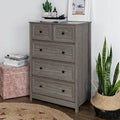 5-Drawer Chest with Groove Side Detail Slate Grey W873246