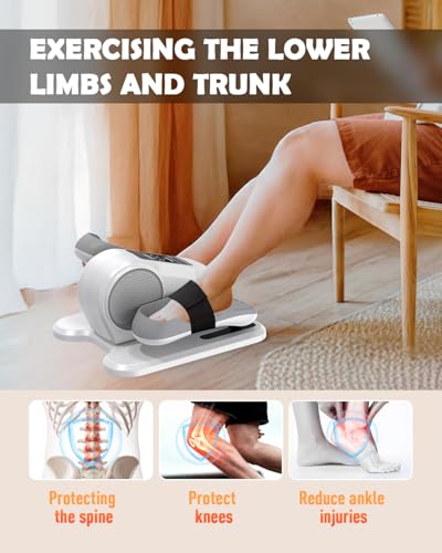 Under Desk Elliptical Machine, 12 Adjustable Speed Portable Seated Pedal Exerciser with Remote Control G96316