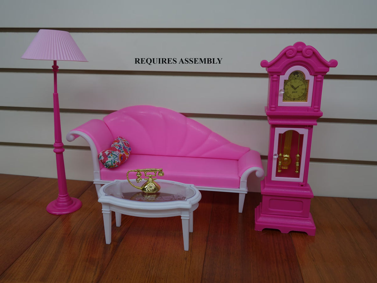 Girl's Luxury Living Room Play Set for Dolls and Dollhouse Furniture G555368