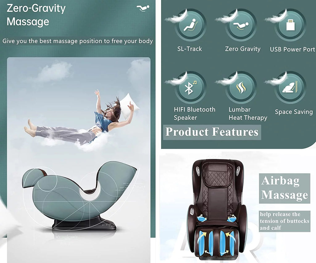 Light Grey Full Body Zero Gravity Shiatsu Recliner M479