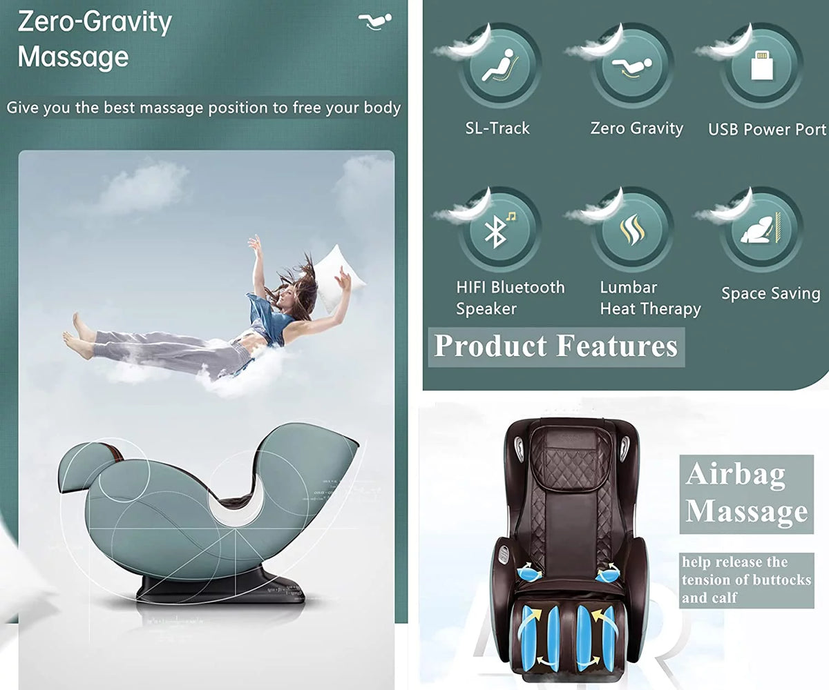 Light Grey Full Body Zero Gravity Shiatsu Recliner M479
