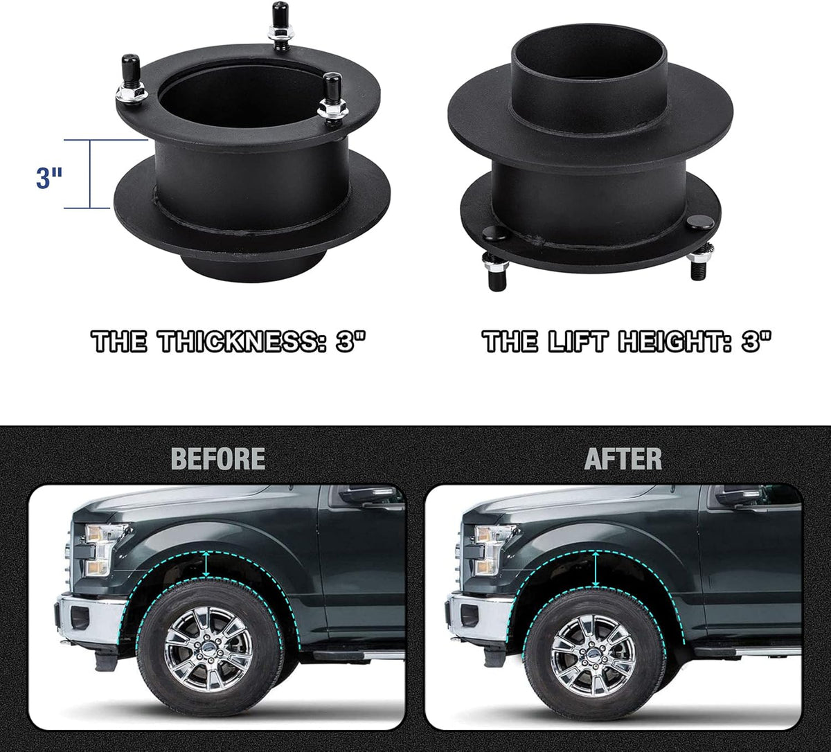 2 Front Leveling Lift Kits for 4WD Dodge Ram 1500 2500 3500 Trucks E5706