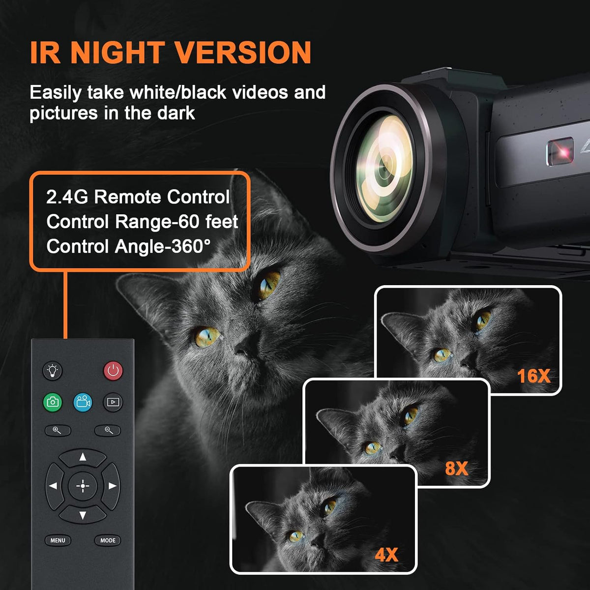 4K Video Camera Camcorder with Anti-Shake, 48MP WiFi 3 Inch IPS Touch Screen 16X Zoom Digital Camera Recorder with IR Night Version, Battery Charger, Microphone X991865