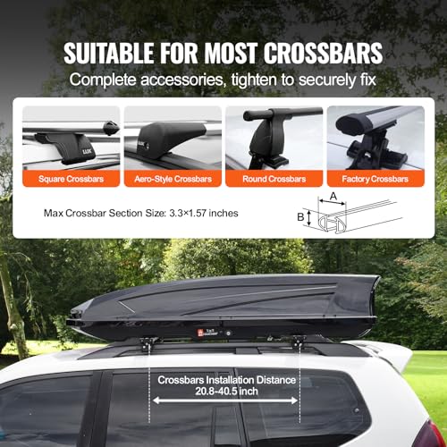 Black 22 Cubic Feet ABS Hard Shell Roof Box with Dual-Sided Opening E265