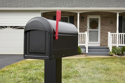 Galvanized Steel Post Mount Mailbox, Black, Large Capacity I246610