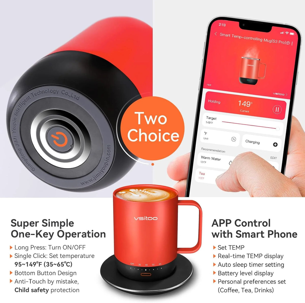 14 oz Self Heating Coffee Mug with Lid L97621