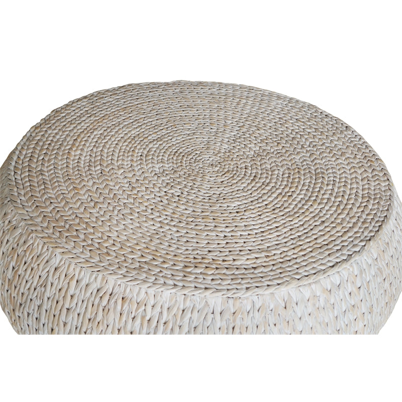 Low Round Wood Accent Table in Whitewashed A15161