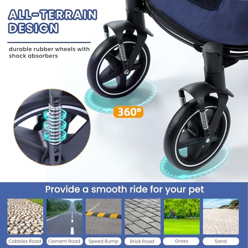 Navy Blue Pet Stroller with Access Ramp G98748