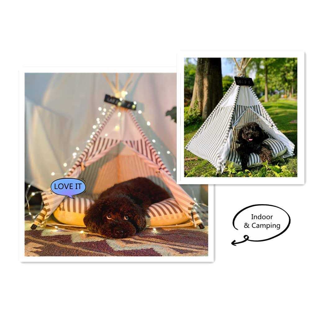 Pet Teepee Tent with Thick Cushion 28 Tall Y38271
