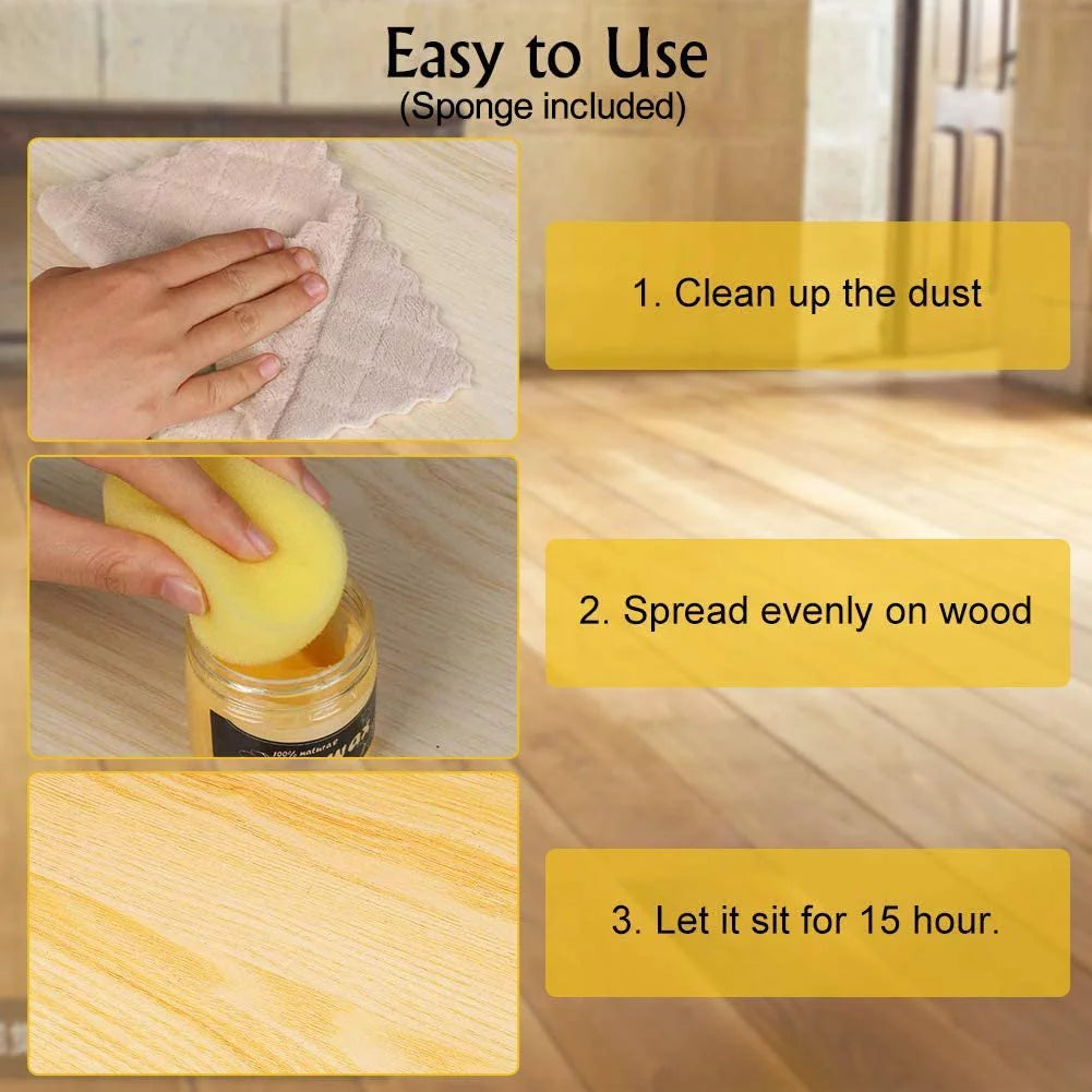 Natural Beeswax Wood Furniture Cleaner and Polish Set of 4 J9993
