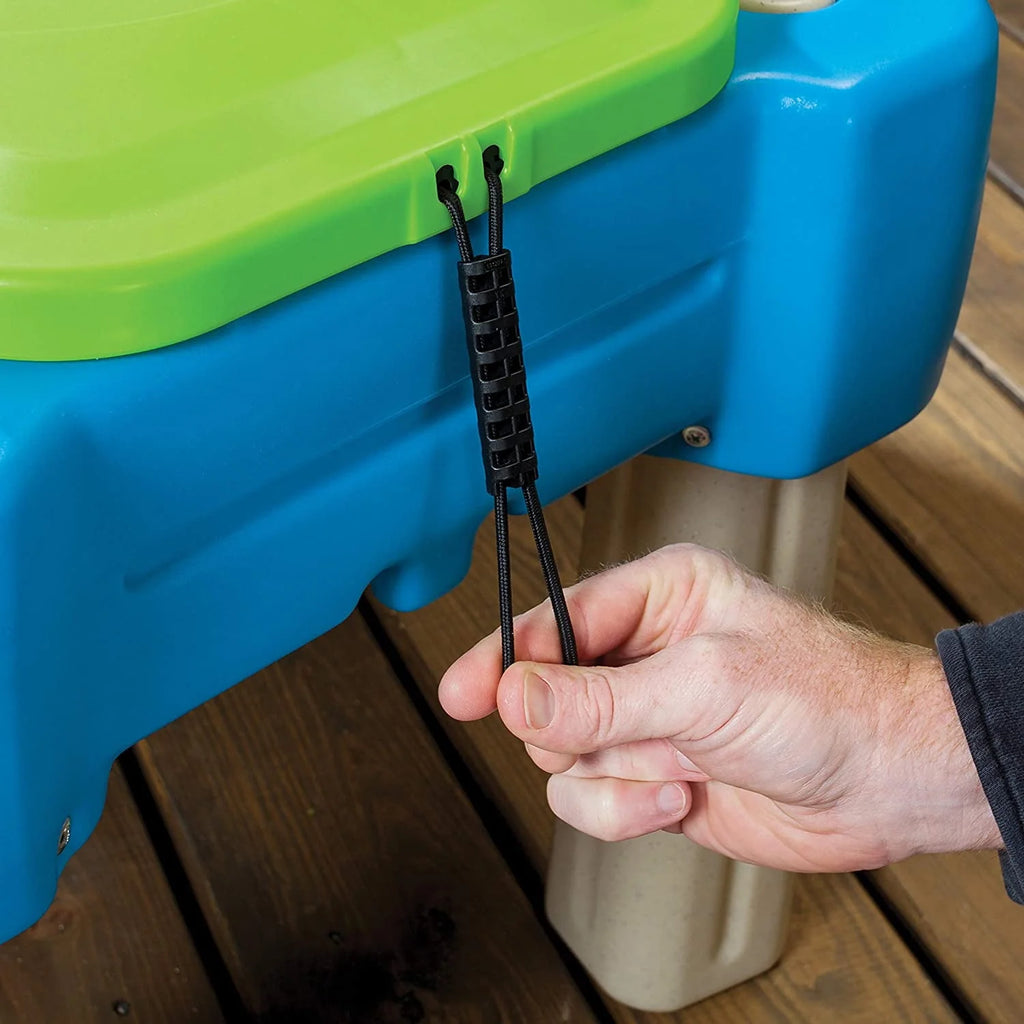 Blue Plastic Sandbox and Water Table with Cover and Umbrella W2165