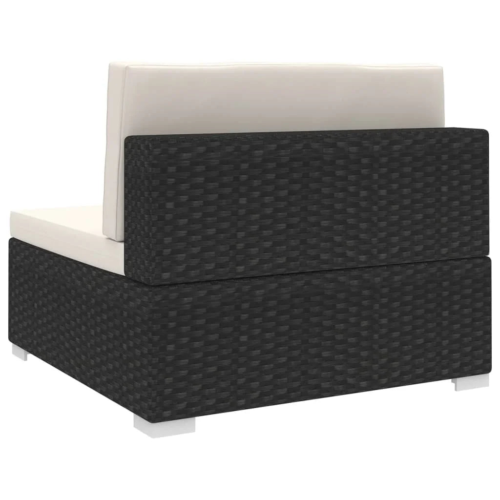 Poly Rattan Black Sectional Middle Seat with Cushions D383