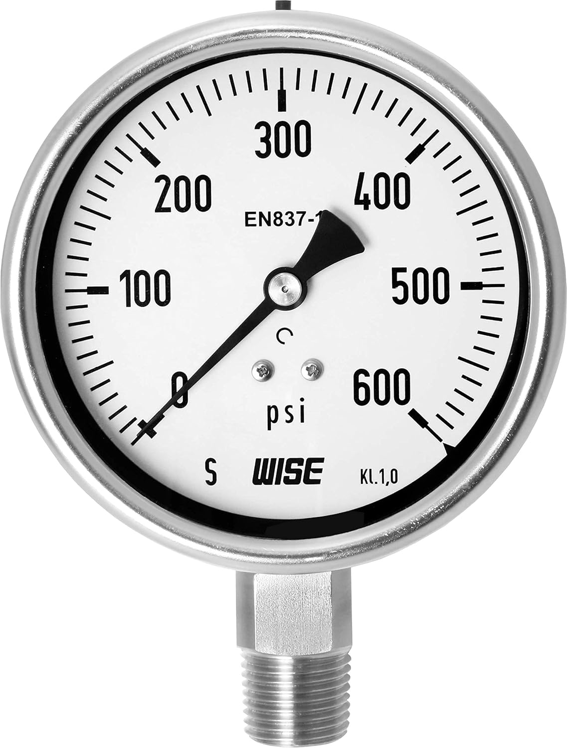 100mm 4" Dial 0~10000psi Full Stainless Steel Internals Pressure Gauge Pack of 2 W840