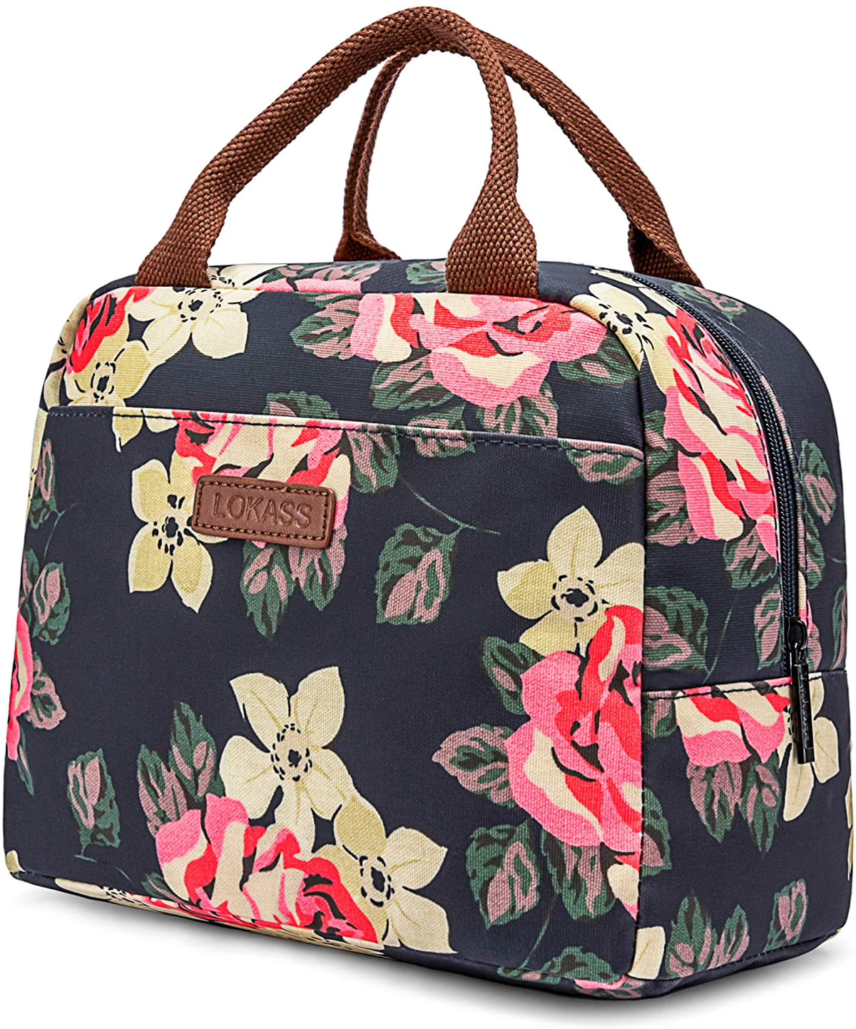 Insulated Lunch Bag Cooler Bag Thermal Lunch Box Water-resistant Tote Bag (Peony) Q329