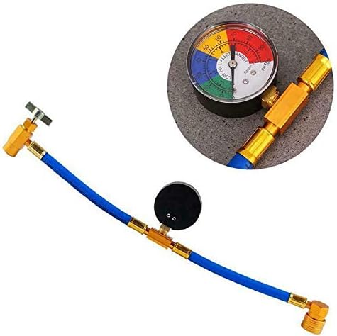 R134A AC Refrigerant Charge Hose Kit with 100PSI Pressure Gauge J600