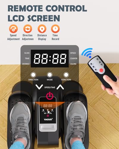 Under Desk Elliptical Machine, 12 Adjustable Speed Portable Seated Pedal Exerciser with Remote Control G96316