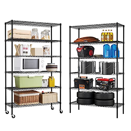 6-Tier NSF Certified Wire Shelving Unit on Wheels Black O156