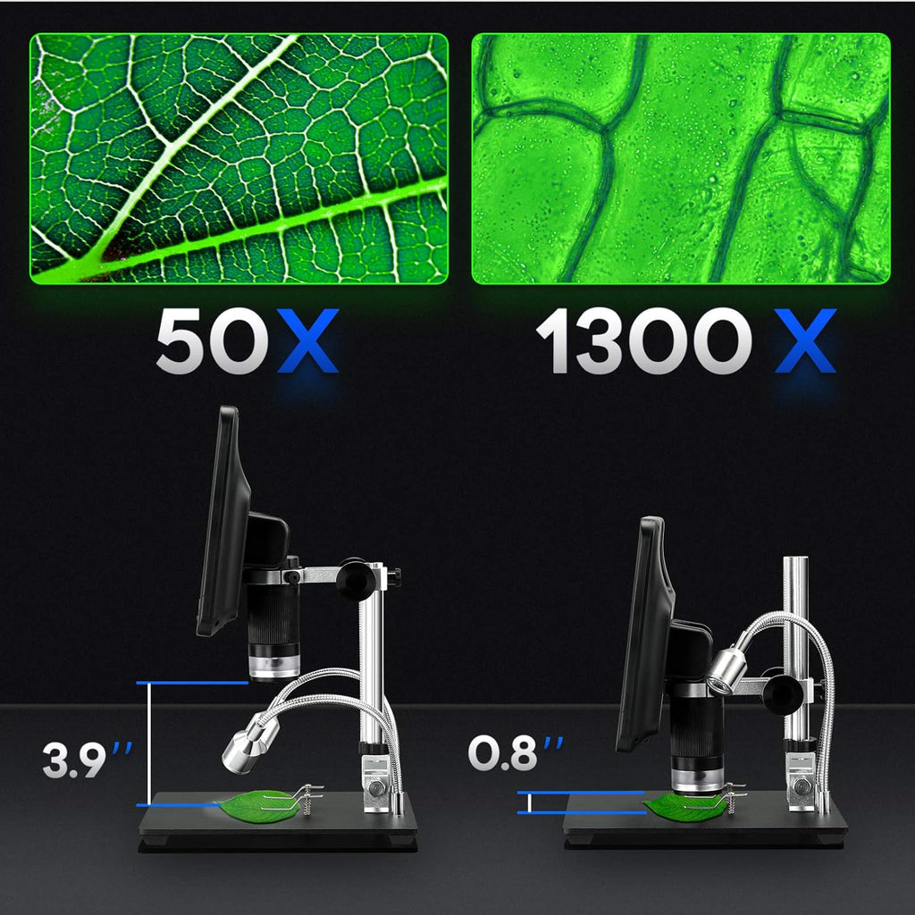 8.5'' Digital Microscope 50X-1300X UHD Video Microscope with 12MP Camera Sensor V101216