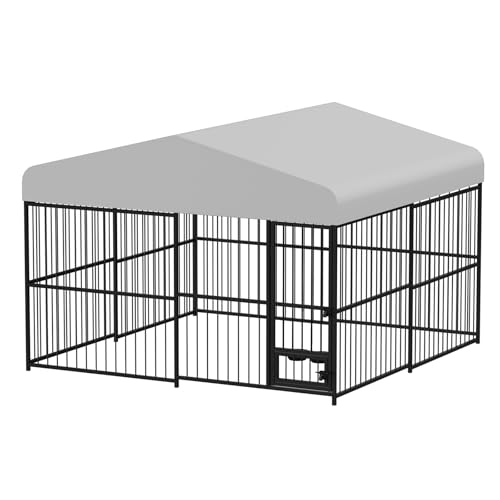 10x10x6 FT Heavy-Duty Outdoor Dog Kennel with Roof Cover and Lock S91931