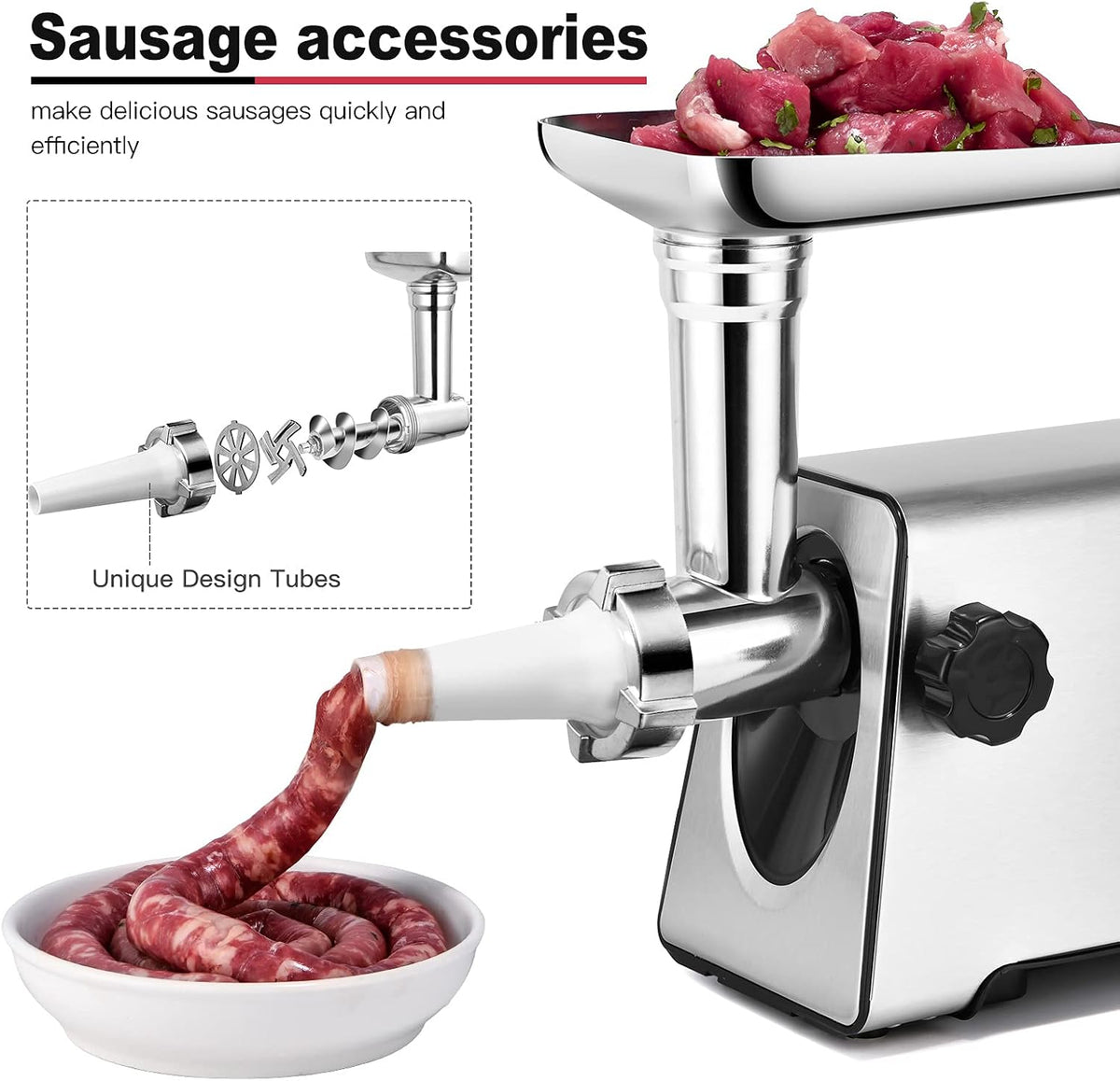 350W Electric Meat Grinder with 4 Sizes Plates O92905