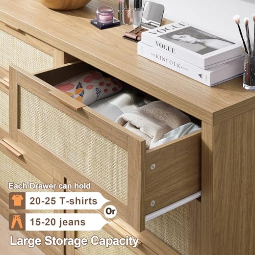 6 Drawer Rattan Wood Dresser T272414