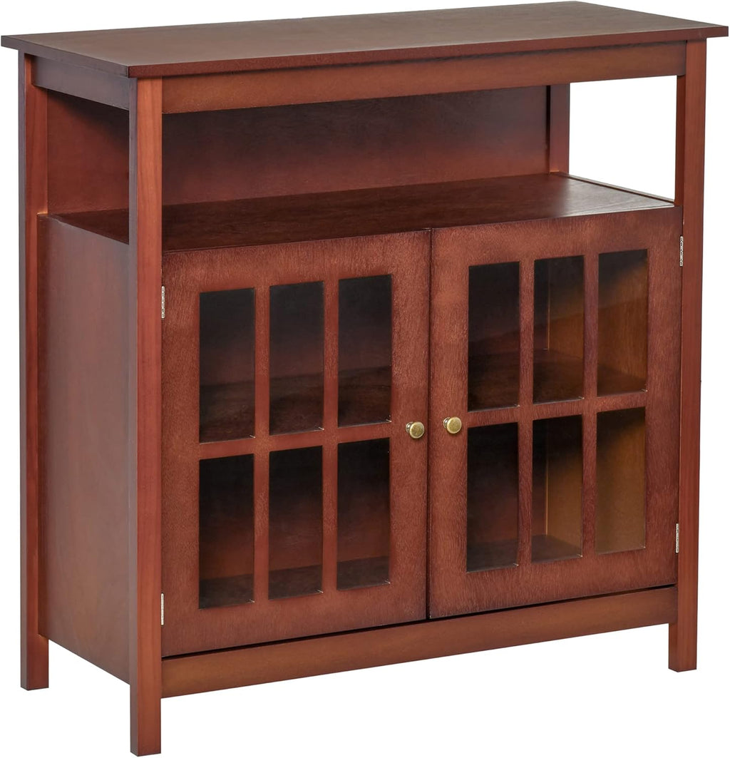 Cherry Wood Kitchen Storage Sideboard Cabinet with Glass Door Z665