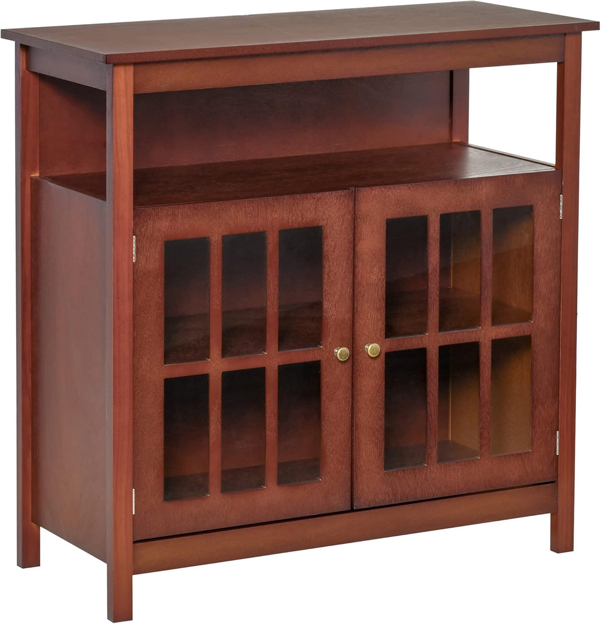 Cherry Wood Kitchen Storage Sideboard Cabinet with Glass Door Z665