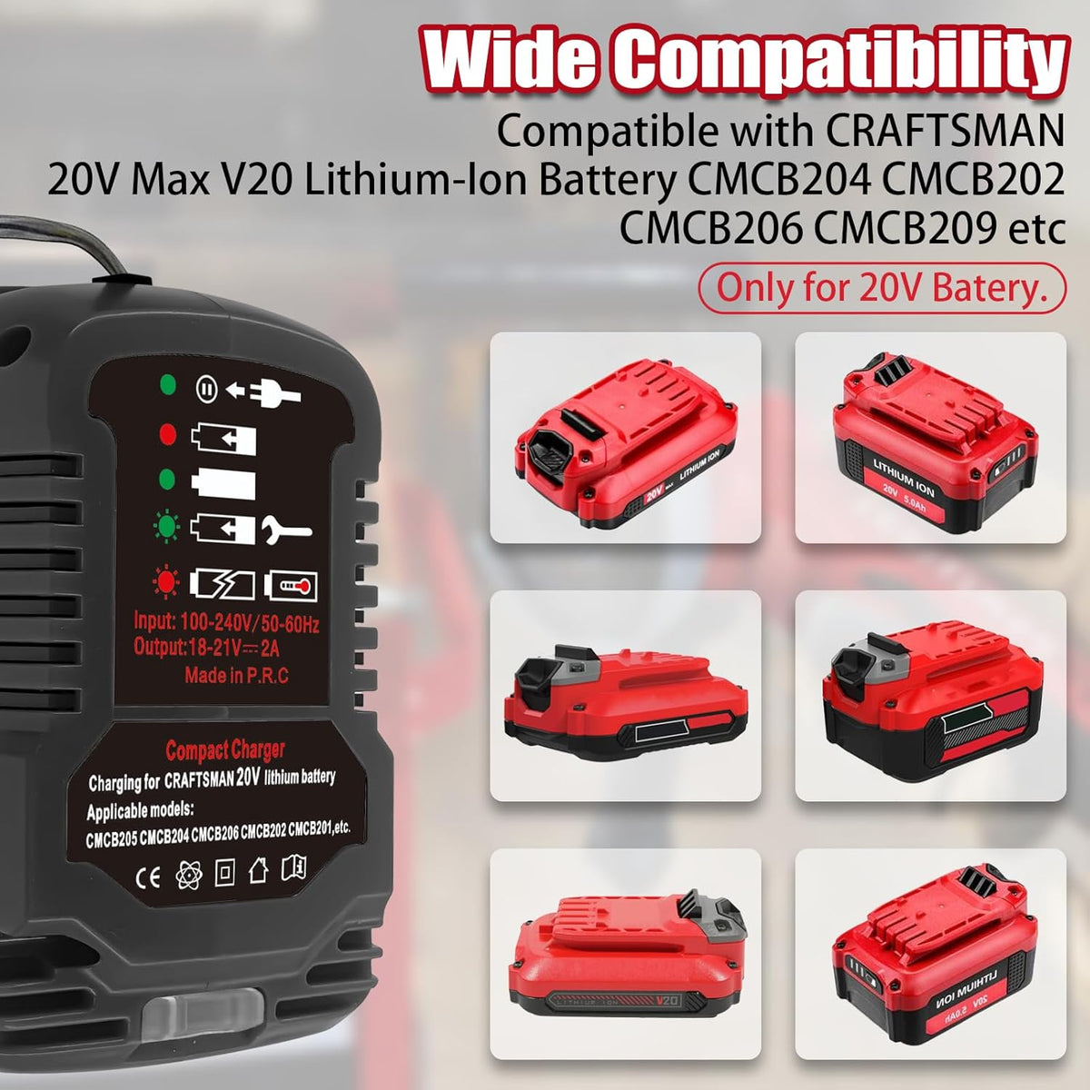 20V Lithium-ion Battery Charger with 2A Output F41149