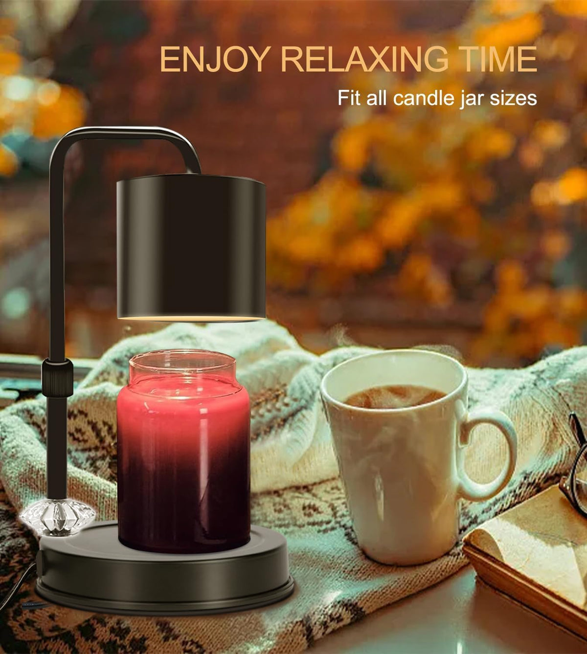 Candle Warmer Lamp with Timer, Adjustable Dimmable, 2 Bulbs I29237