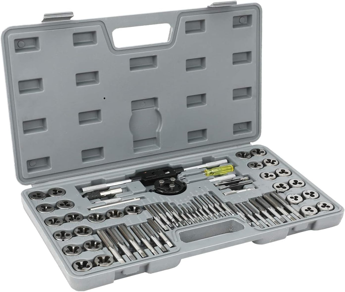86 Piece Metric and SAE Standard Tap and Die Set with Metal Carrying Case L18970