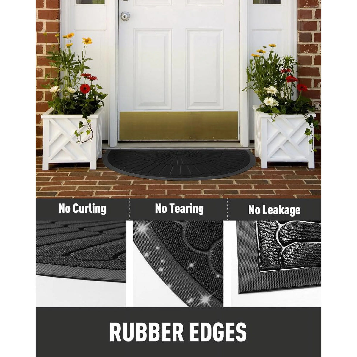 Black 24”x47” Durable Rubber Non Slip Door Mat X8676