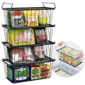 4 Pack Stackable Freezer Organizer Bins with Handles (Black) U4404