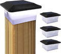 Solar Post Cap Lights, Outdoor Waterproof LED Fence Light Dusk to Dawn Fits 3.5x3.5 4x4 5x5 6x6 Wooden Posts, 4 Pack D15879