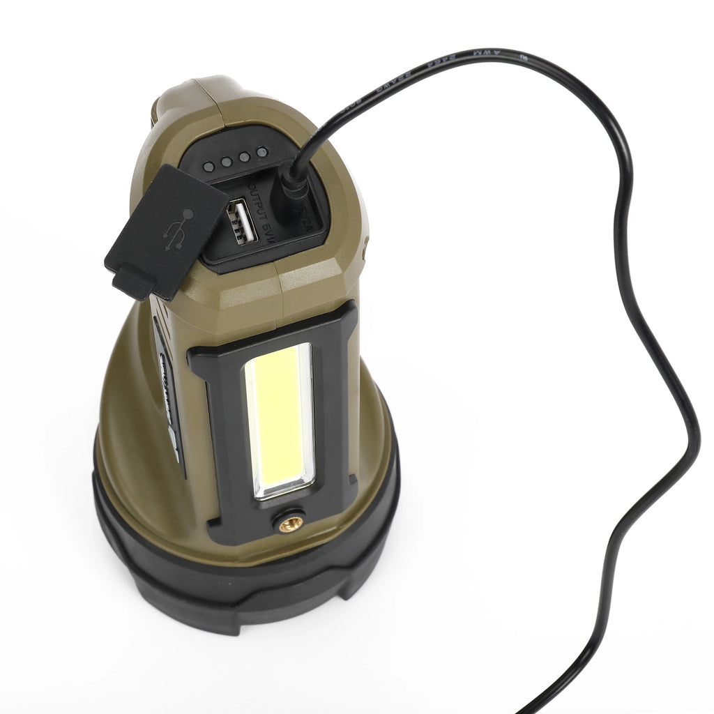 2000 Lumen Dual Source LED Rechargeable Spotlight with 5000 mAh Power Bank, Olive S489
