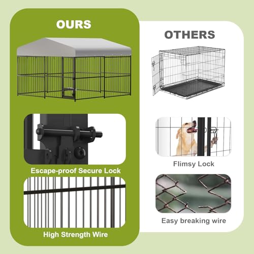 10x10x6 FT Heavy-Duty Outdoor Dog Kennel with Roof Cover and Lock S91931