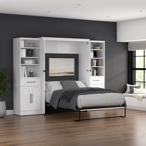 Pure White Oak Full Murphy Bed with Closet Organizers A34190