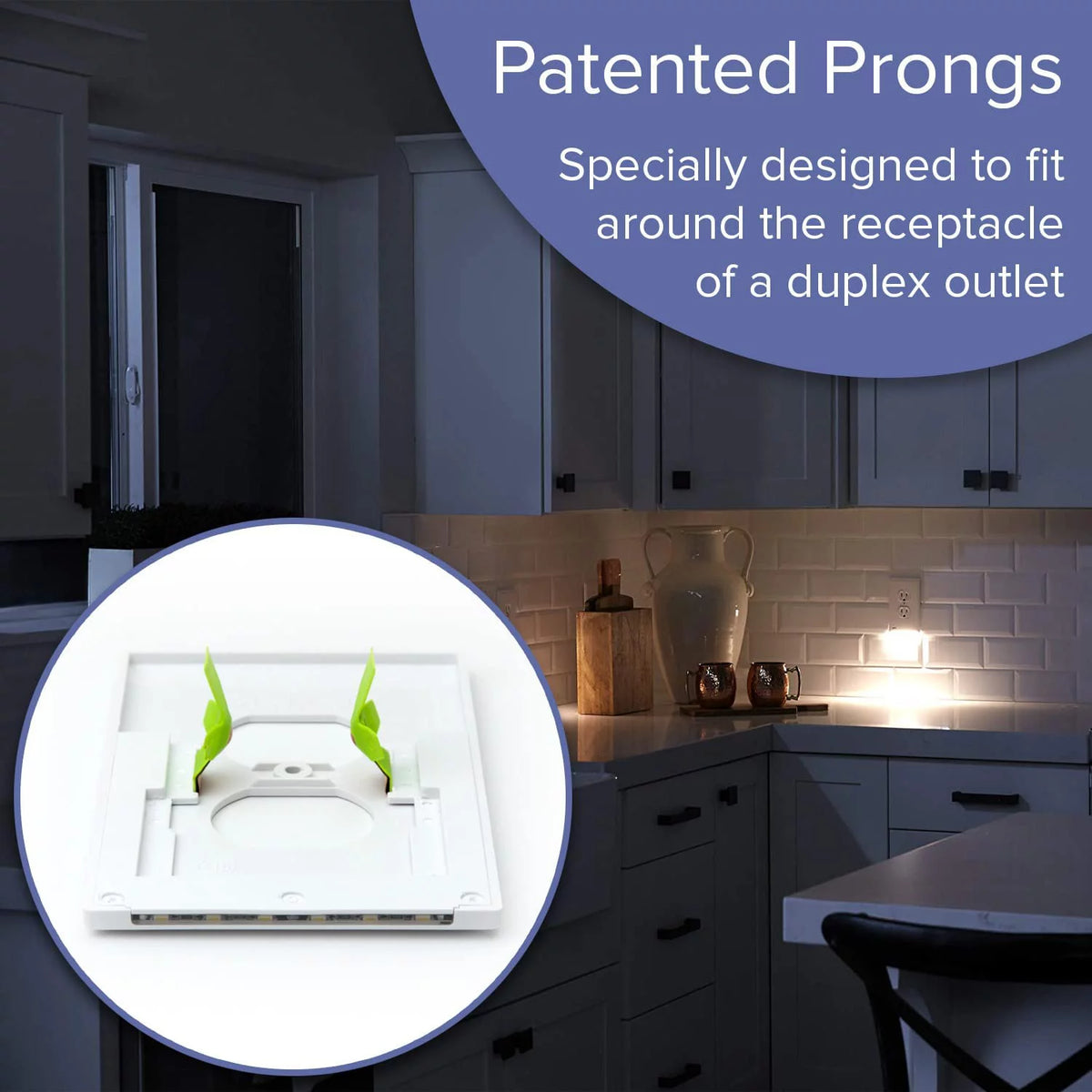 White Duplex LED Night Light Wall Plate B86605