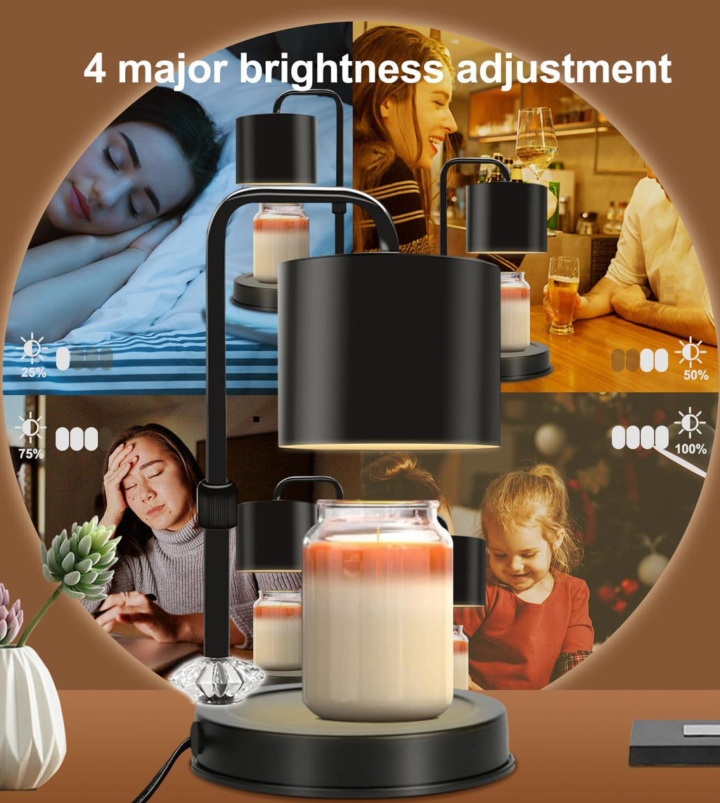 Candle Warmer Lamp with Timer, Adjustable Dimmable, 2 Bulbs I29237