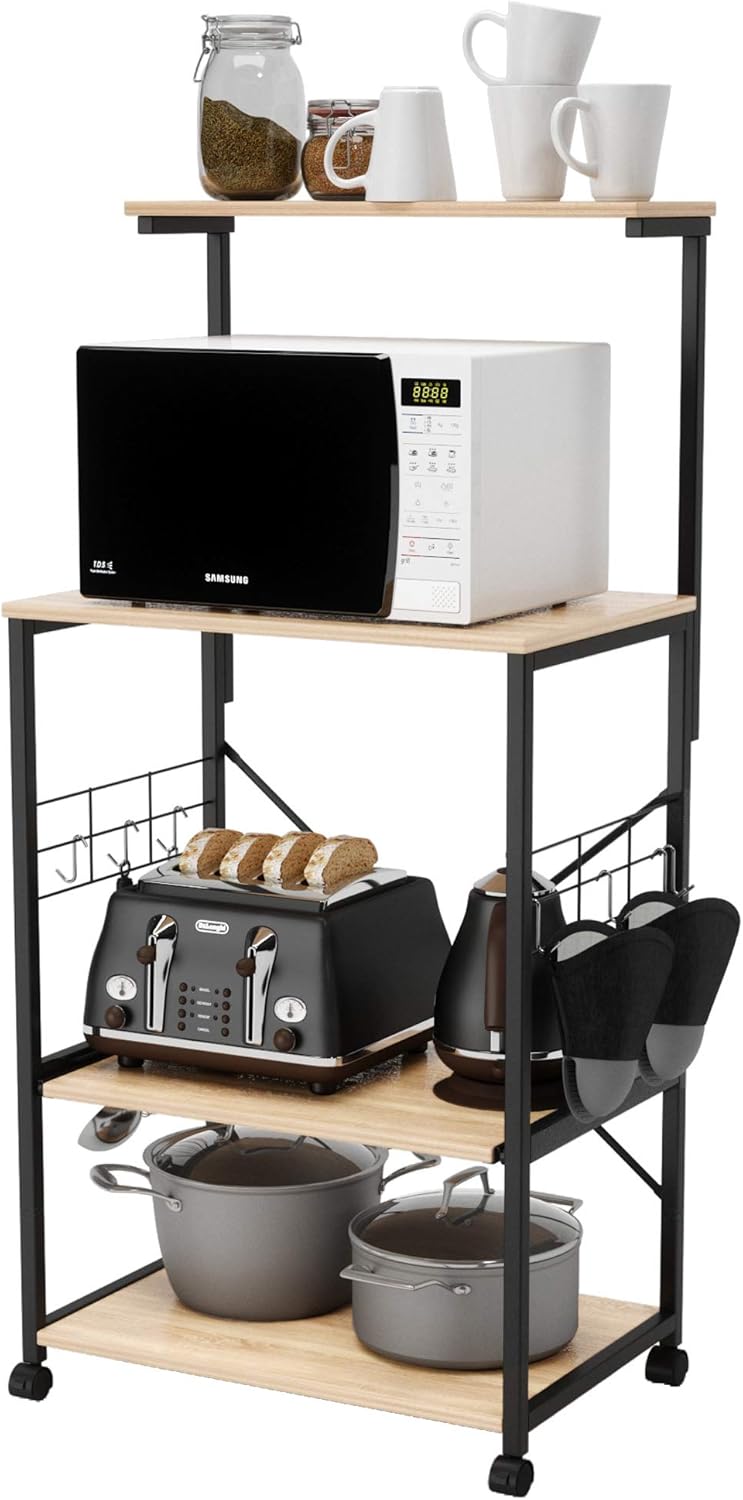 4 Tier Kitchen Bakers Rack with Storage Shelf H220486