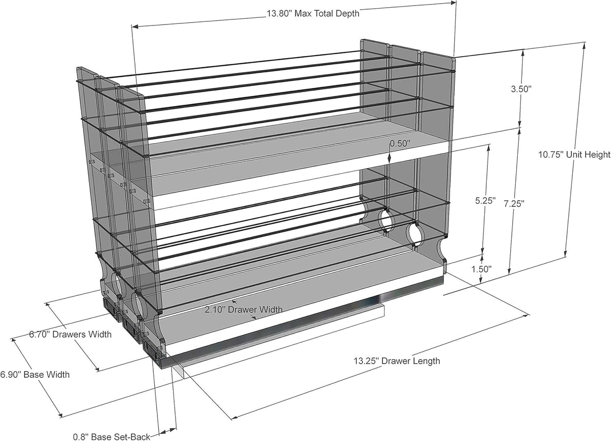 Cabinet Mounted Spice Rack with 3 Drawers O41872
