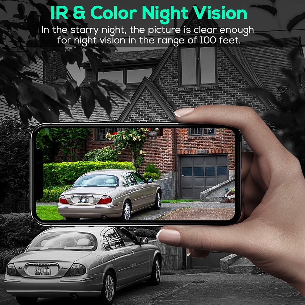 Solar Panel Security Surveillance Camera Outdoor Wireless 2.4g WiFi 360° PTZ Battery Spotlight Color 1080p Night Vision PIR Motion Detection 2-Way Audio Siren SD Cloud Storage IP65 Waterproof N97263