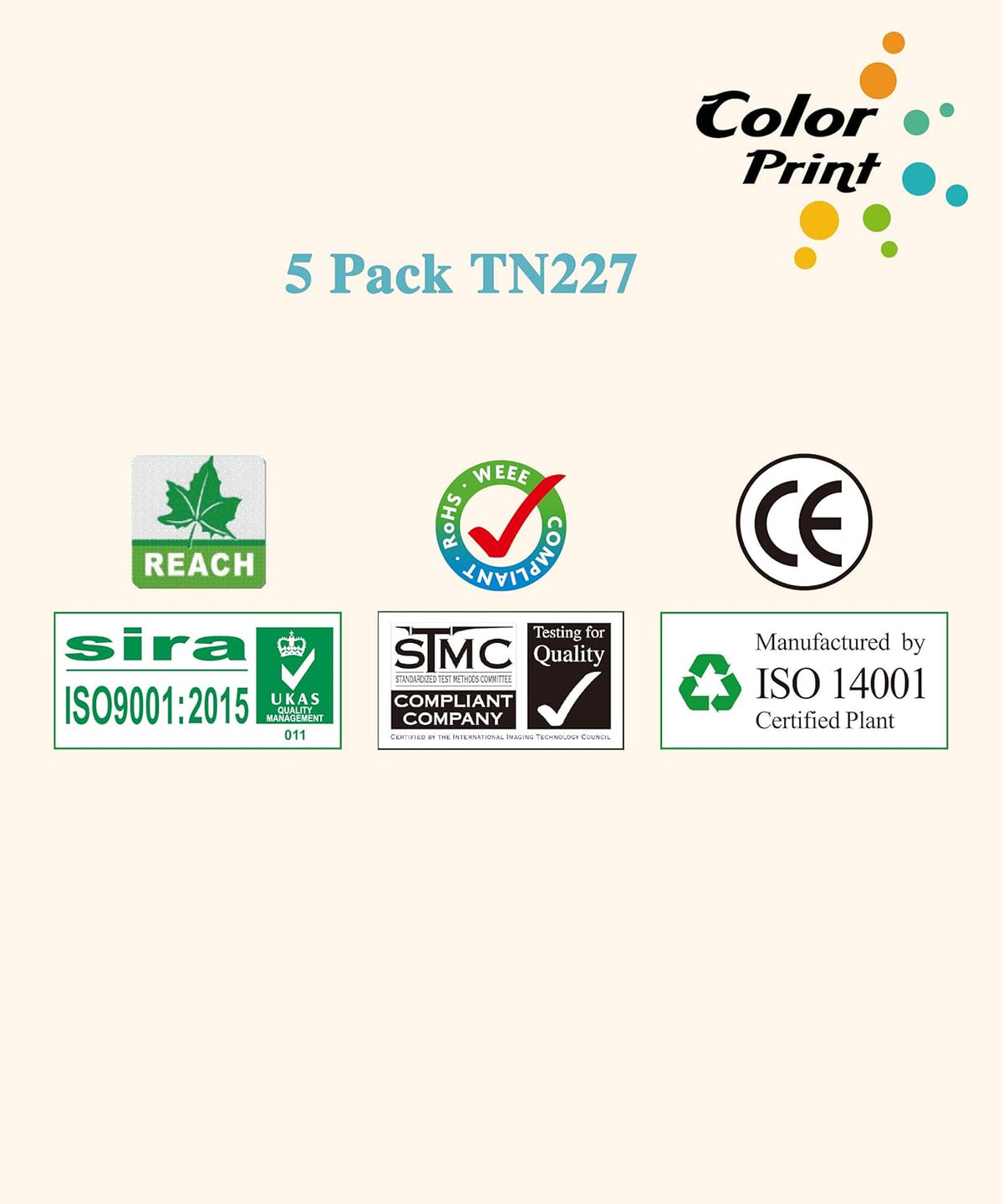 Compatible TN227 Toner Cartridge Replacement 5-Pack H3353