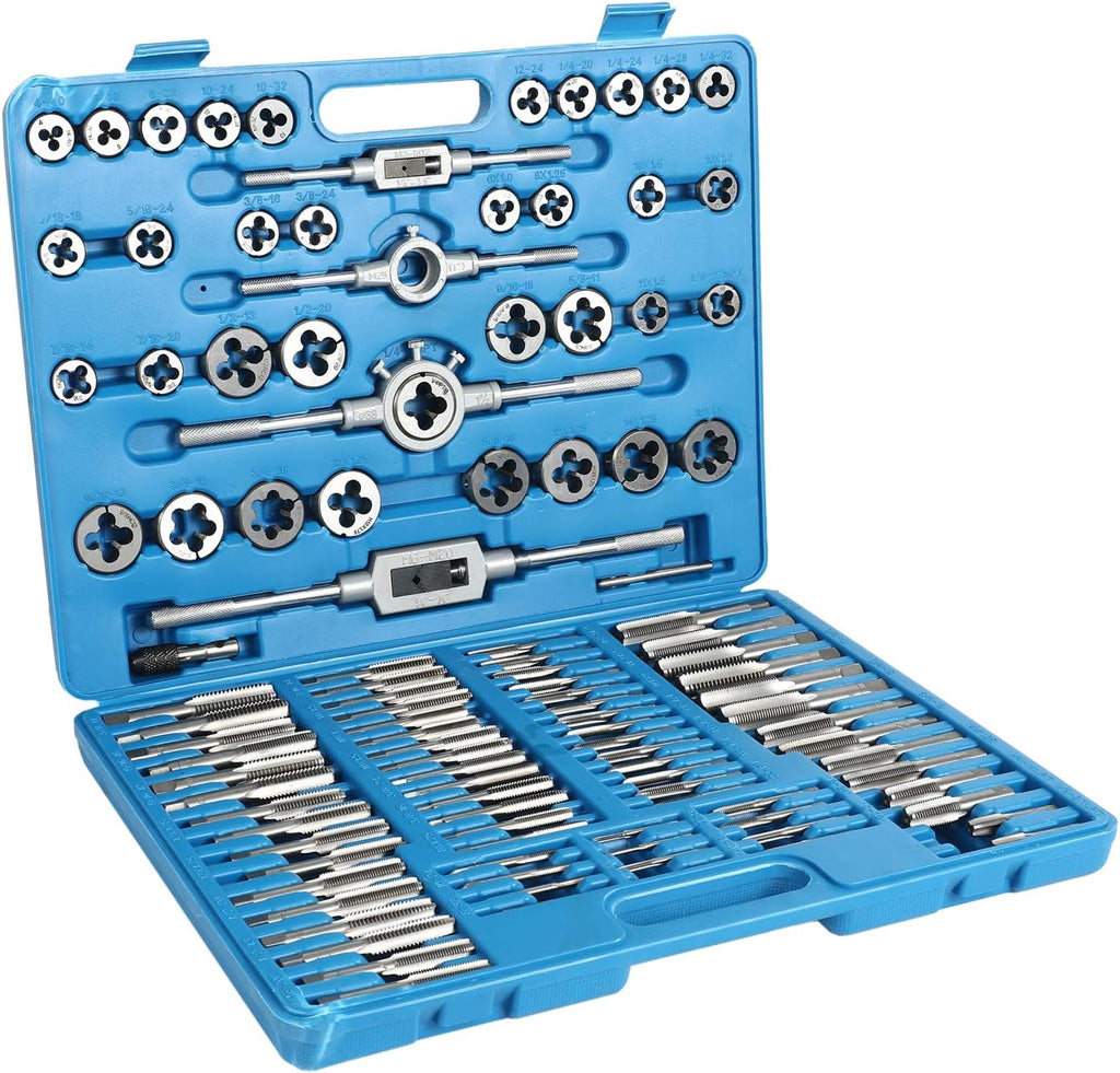 86 Piece Metric and SAE Standard Tap and Die Set with Metal Carrying Case L18970
