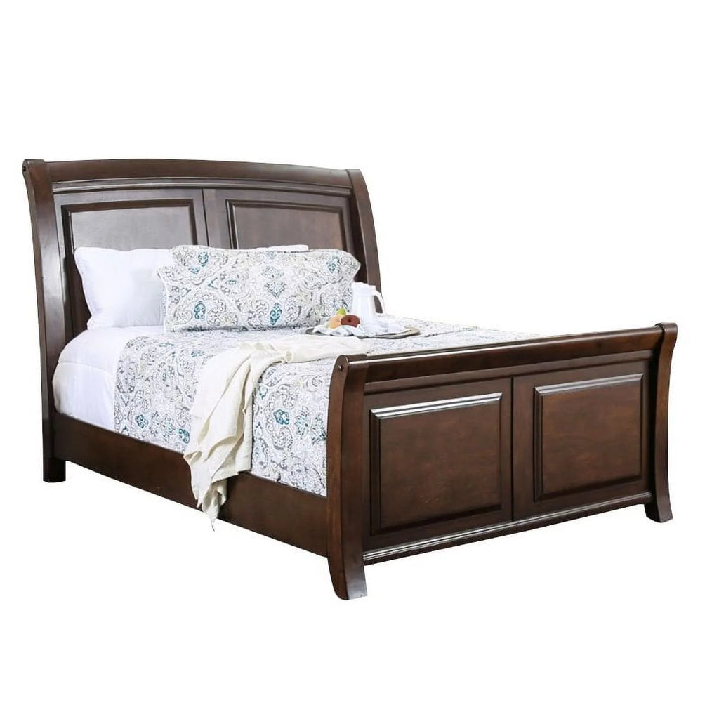 Brown Cherry Wood California King Sleigh Bed P721