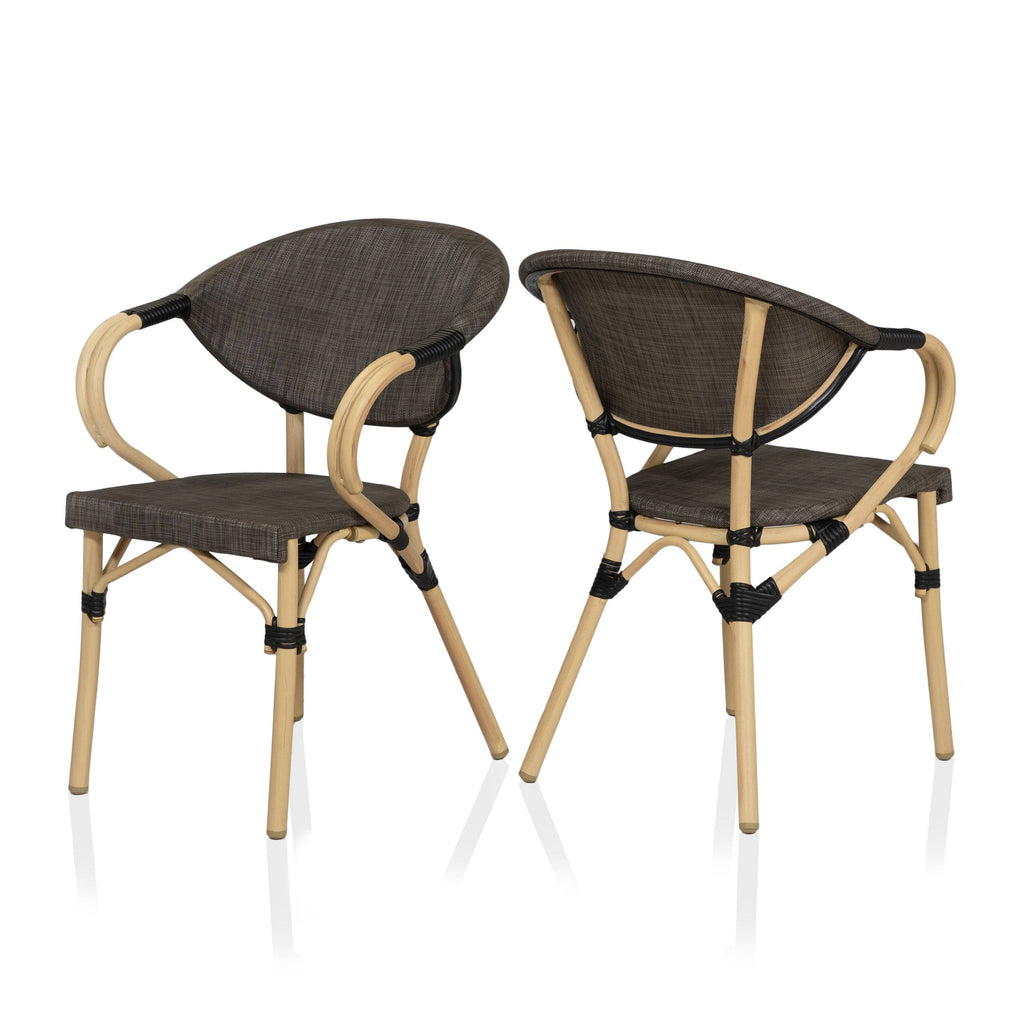 Natural Tone Patio Side Chairs Set of 2 A130009