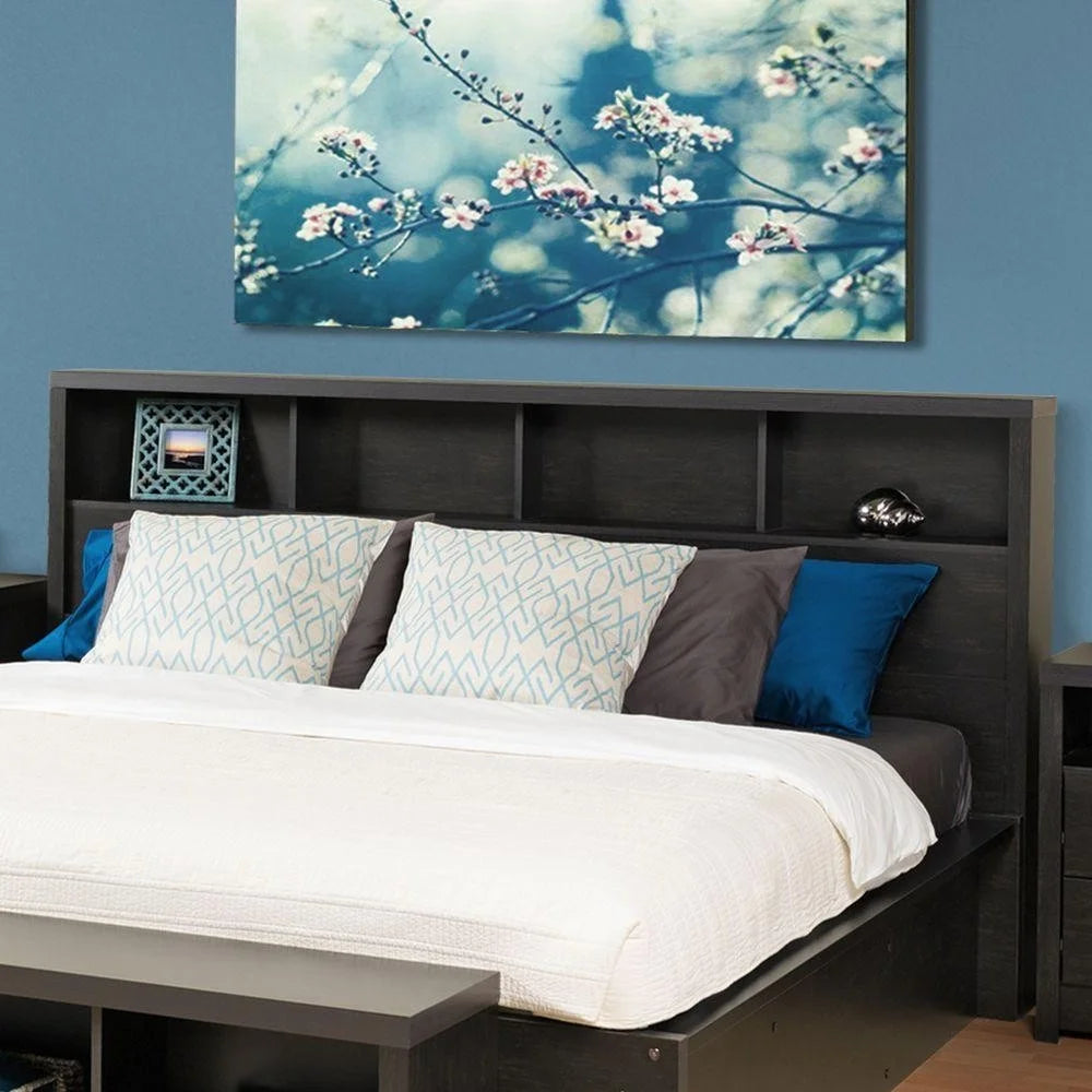 Washed Black King Size Bookcase Headboard W744
