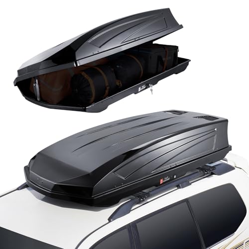 Black 22 Cubic Feet ABS Hard Shell Roof Box with Dual-Sided Opening E265