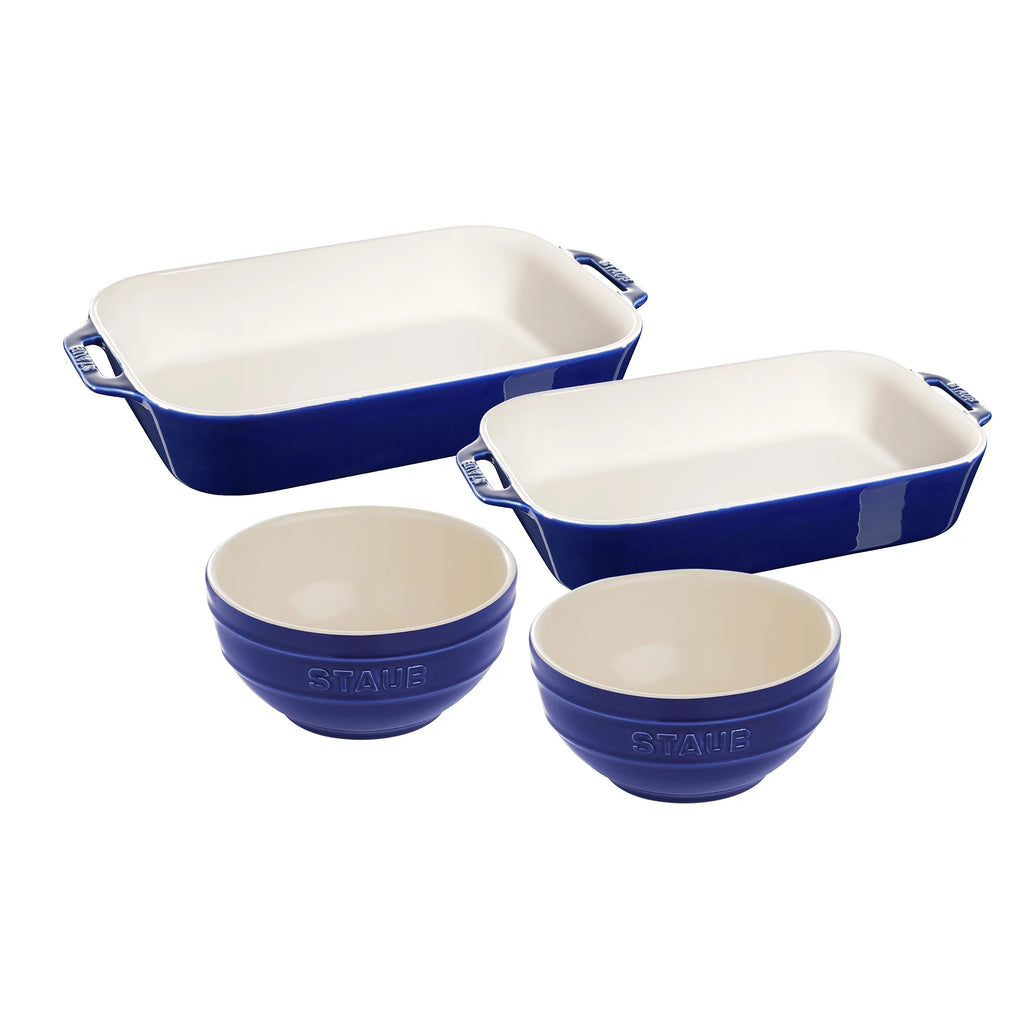 4-pc Dark Blue Ceramic Baking Dish Set Z366